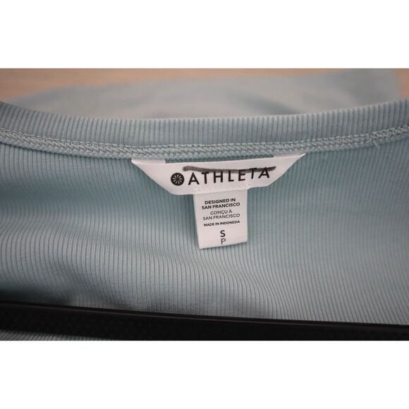 Athleta 415567-06 Women Sz S Seafoam Green Signature Rib Square Neck L/S Top - Picture 3 of 4